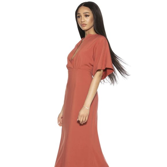 Alexia Admor NAOMI DRAPED DRESS - Rust - Size 10 - Picture 1 of 9